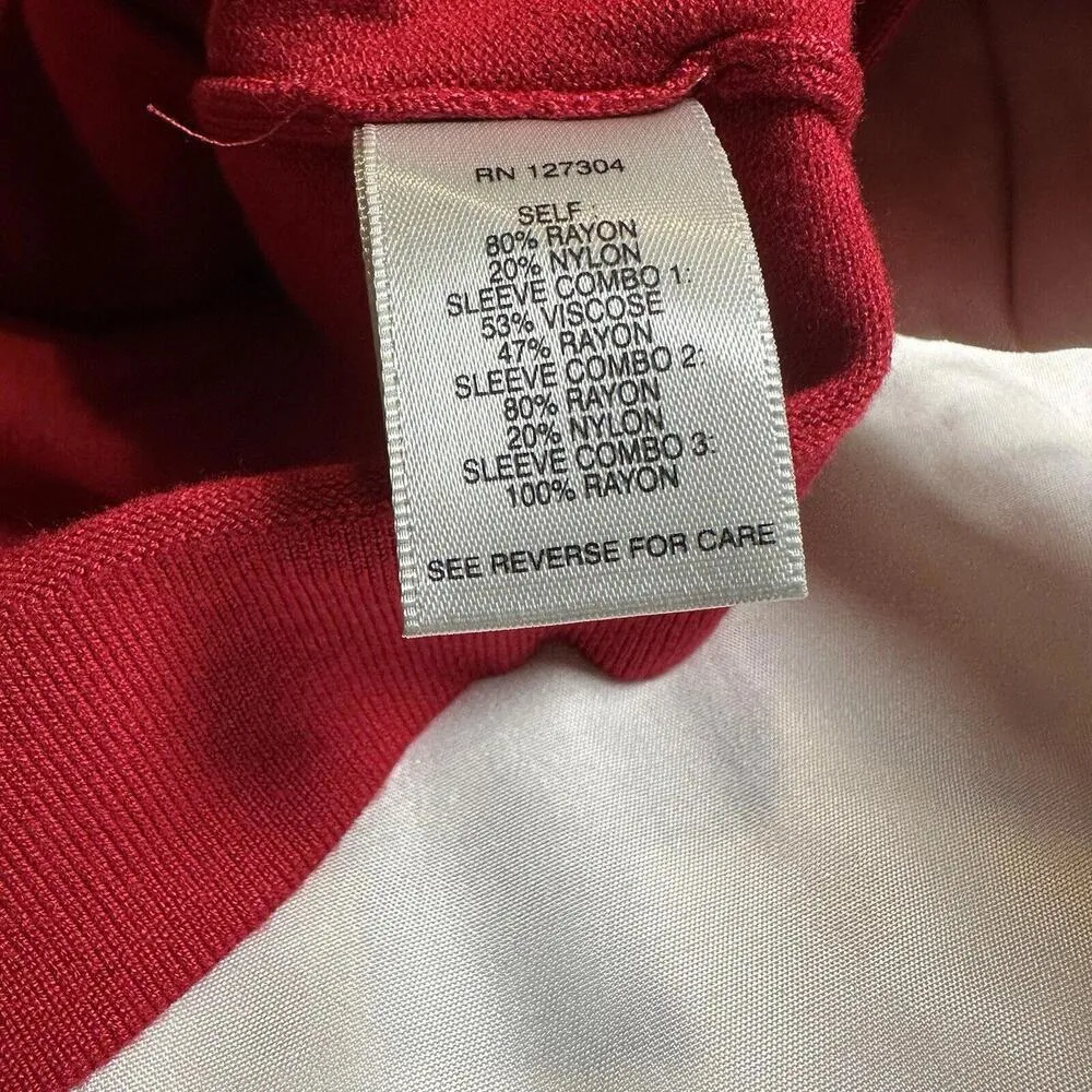 John Mark Red Knit Pullover Sweater Tunic Mixed Print 3/4 Sleeve Sz S Small - Image 9