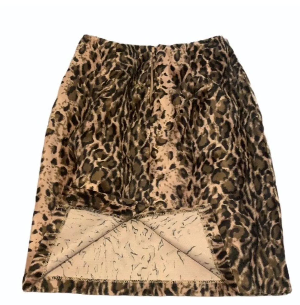 Y2K  Leopard Animal Print Velvet Velour A Line Full Back Slit Mini Skirt Small Tan Brown Black Vintage - Image 4