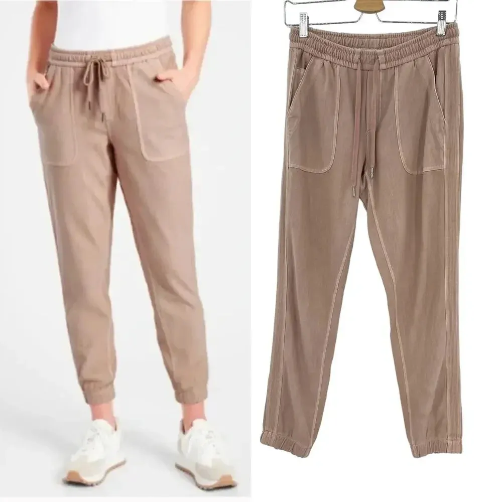 Athleta Farallon Jogger Pants in Mocha Latte Pink Beige Sweatpants‎ Size 2 - Image 2