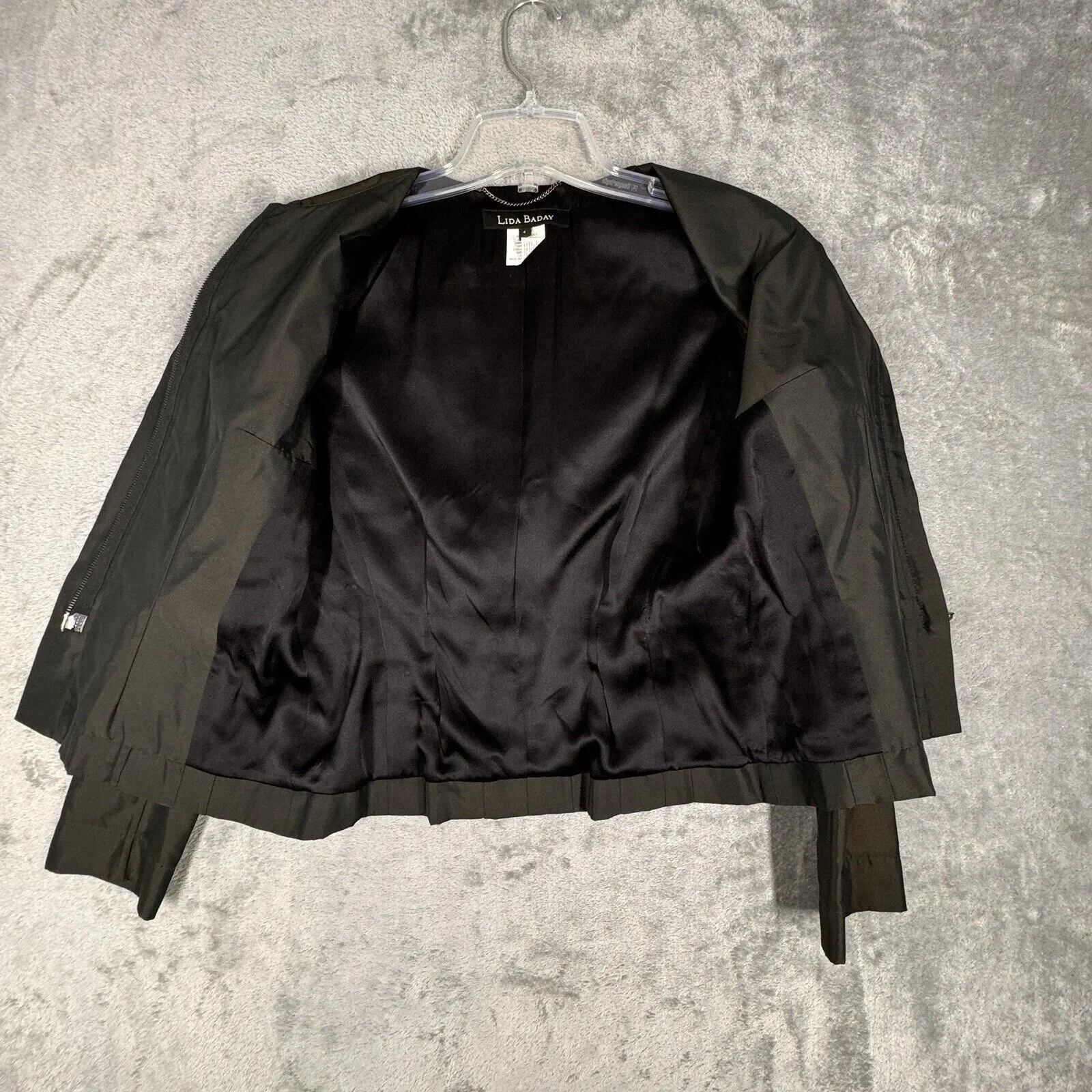 Lida Baday Blazer Women 4 Iridescent Green Satin Office Polished Business Preppy - Image 4