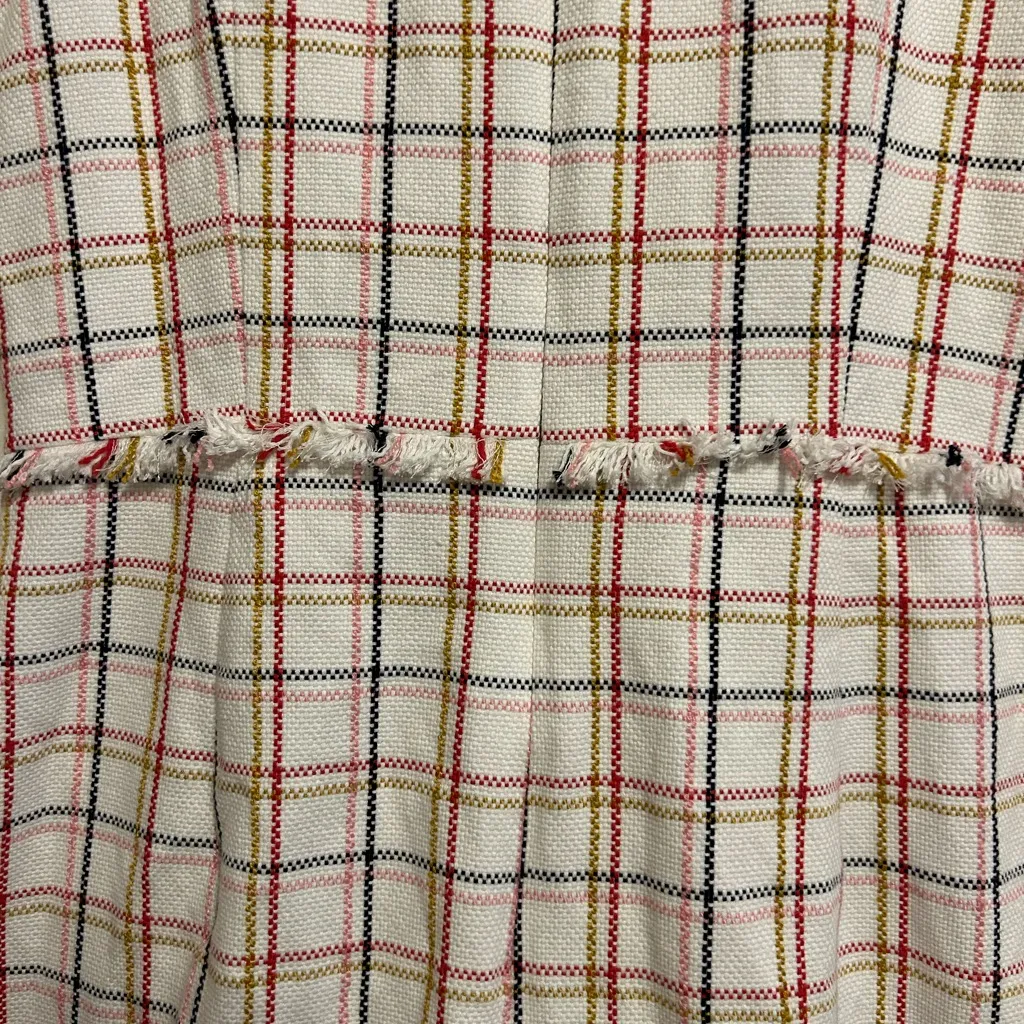 J.‎ Crew Novelty Suiting Fluted Hem A-Line Dress Windowpane Cotton Tweed Sheath - Image 9