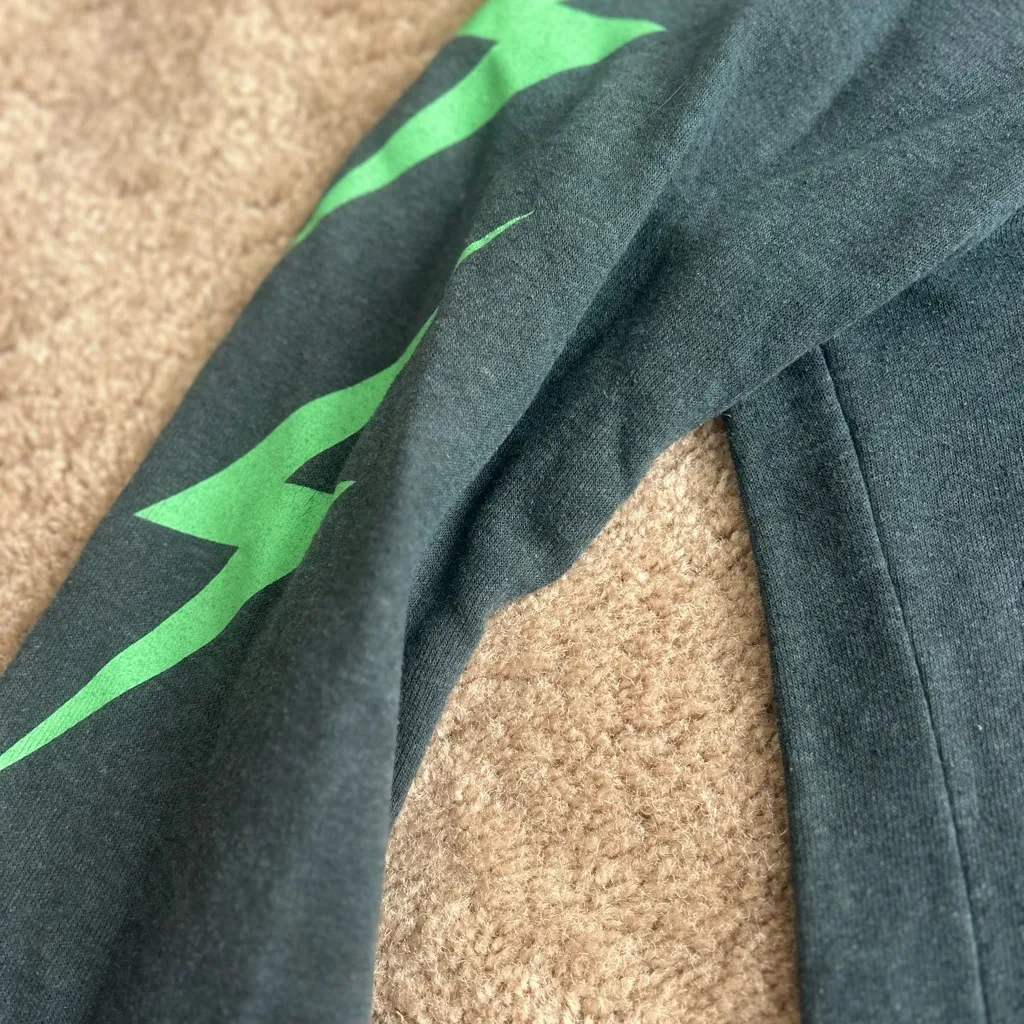 Aviator Nation 4 Bolt Relaxed Hoodie Zip Up in Charcoal Grey and Mint - Image 7