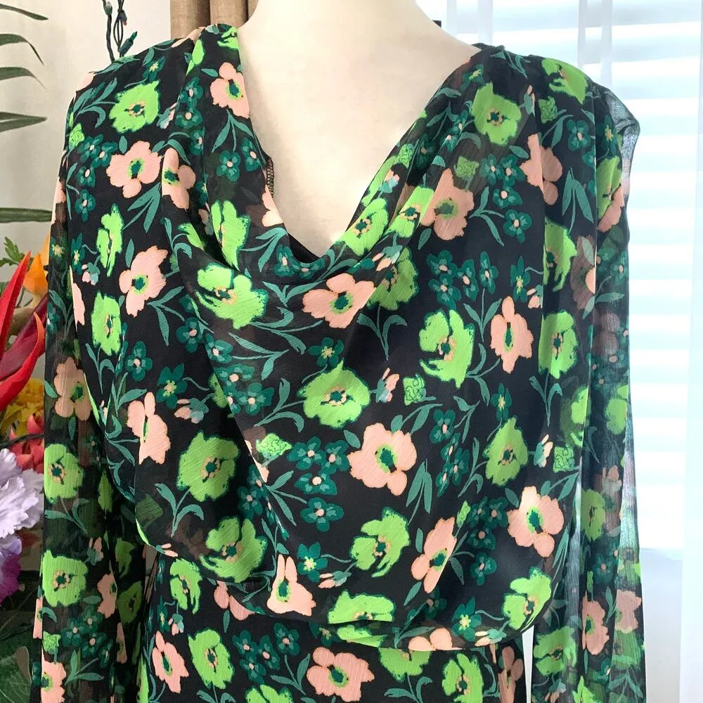 ASOS River Island Cowl Neck Mini Dress in Green Floral - Image 5