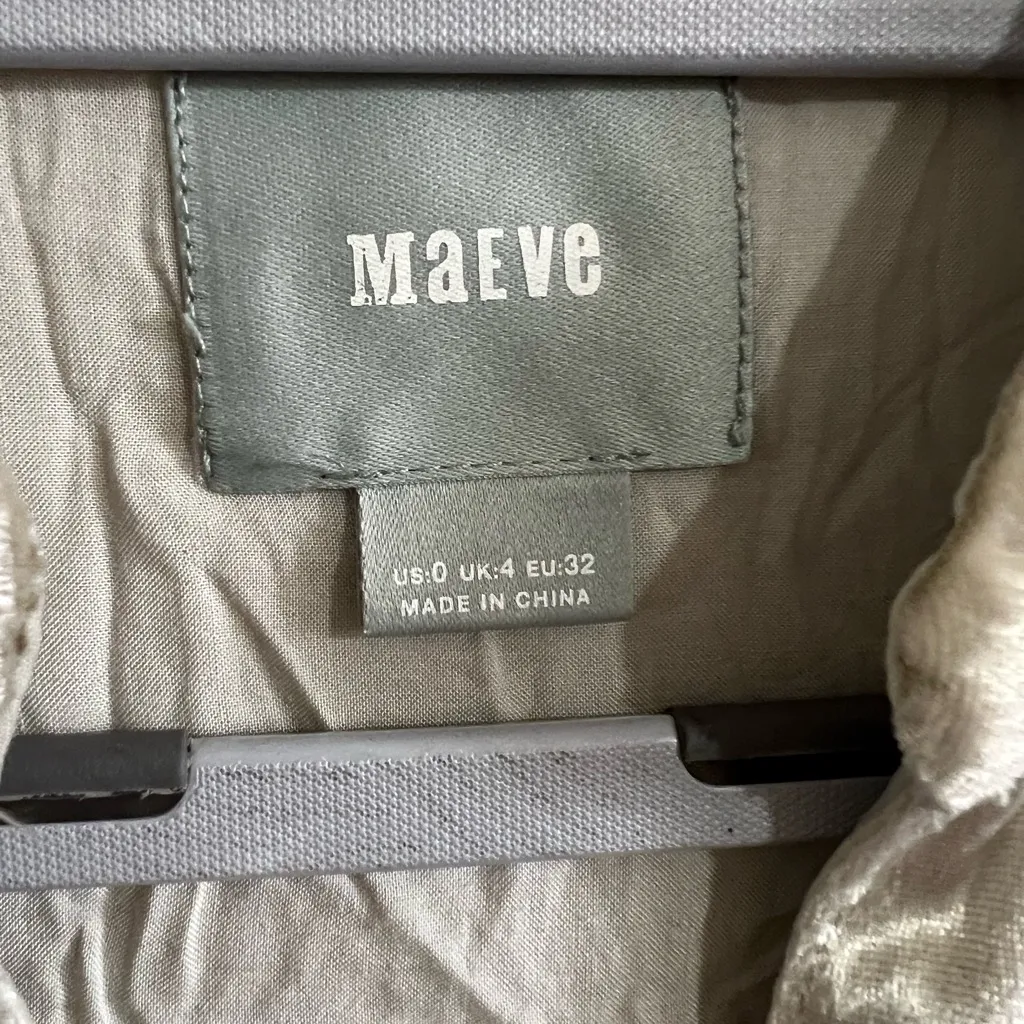 Anthropologie MAEVE gold Velvet Long Sleeve Button-up Tunic Shirt - Image 3