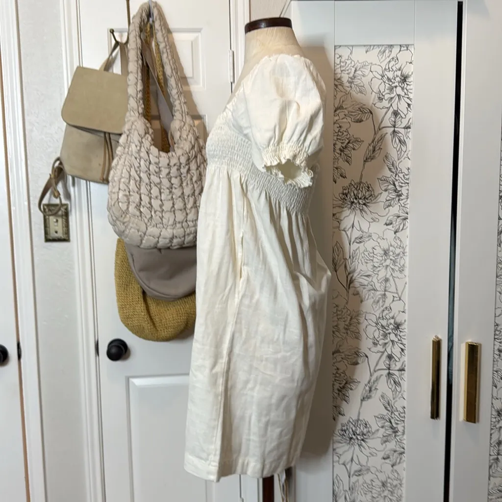 Faherty Ramona smocked babydoll organic cotton dress White - Image 6