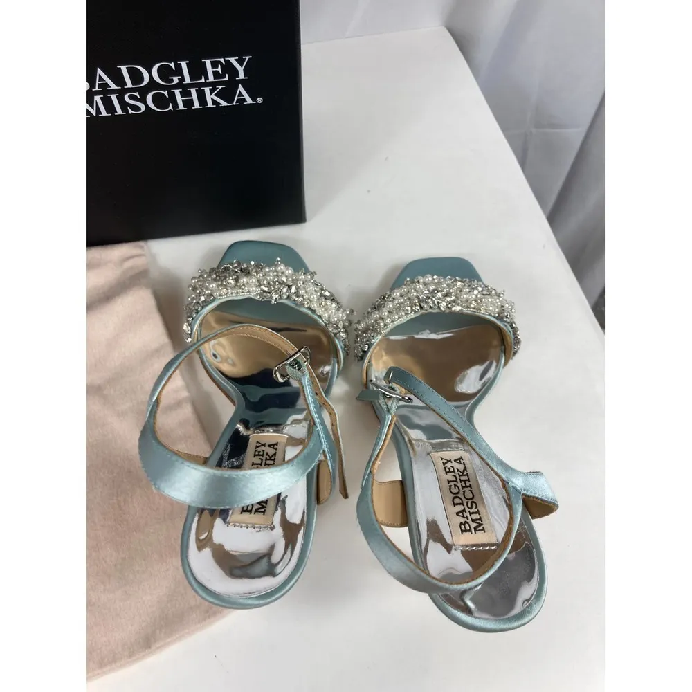 Badgley Mischka Kate Embellished Blue Heels Size 6 - Image 12