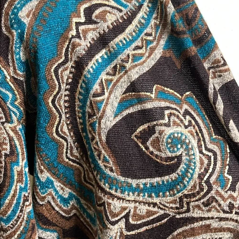 Chico's Kimono Floral Paisley gold long sleeve open front lightweight Cardigan - Image 9