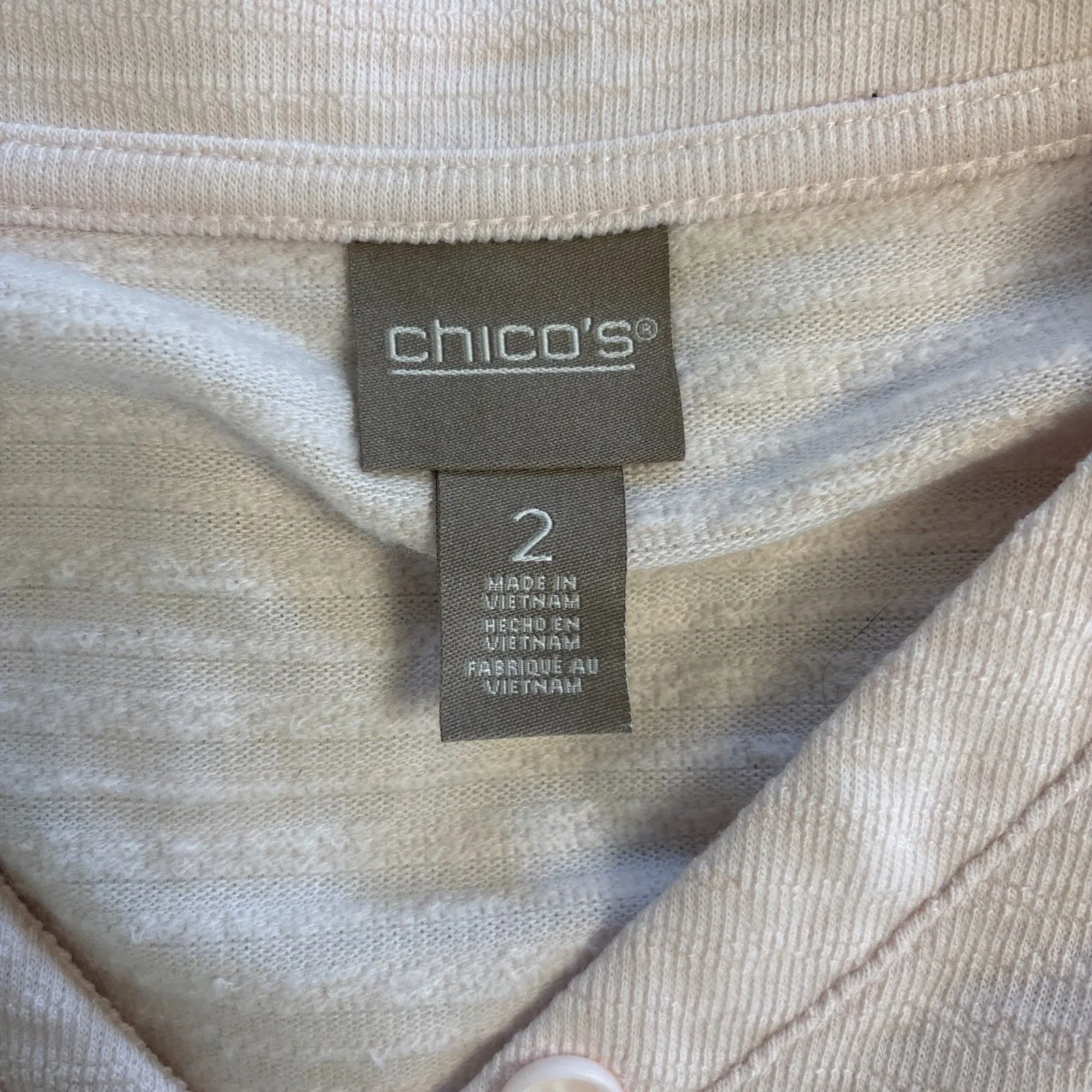 Chicos Pink Pocket Long Sleeve V-neck Henley Casual Minimalist Warm 2 Large - Image 4