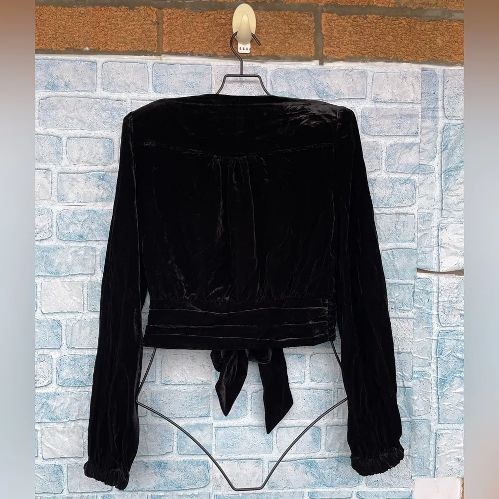 Ramy Brook Womens Jaxon Velvet Long Sleeves Cropped blazer top size medium - Image 7