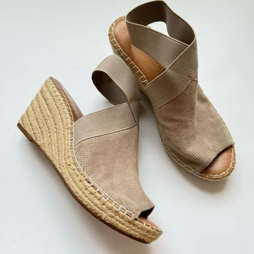 Gentle Souls Colleen Espadrille Wedge Sandals Womens 8 M Grey Tan Suede Shoes - Image 2