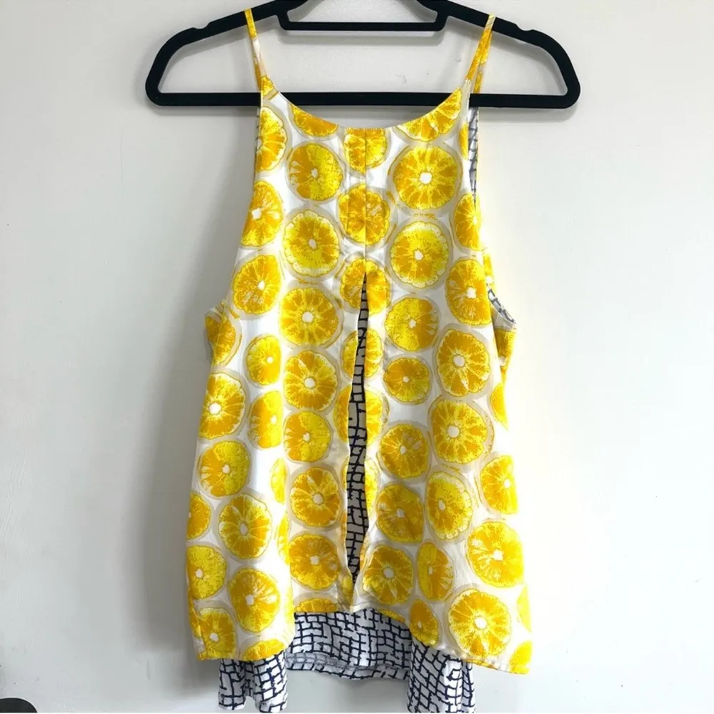 Anthropologie Porridge Lemon Print Layered Swing Tank Size Small - Image 4