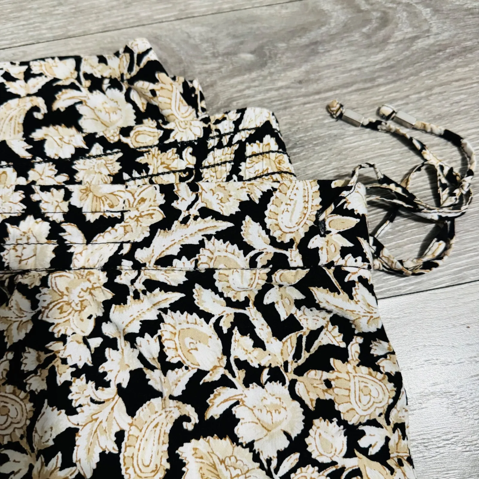 Old Navy Womens Pants XXL Black Tan Floral Print Elastic Waist Cropped Casual - Image 13