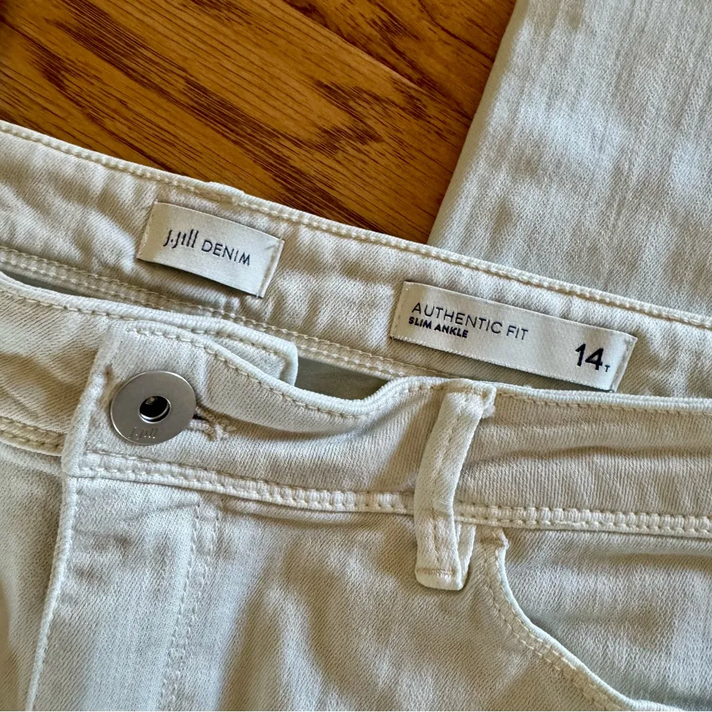 J Jill Jeans Women’s 14T Tall CreamCotton Blend Authentic Fit Slim Ankle Stretch - Image 2