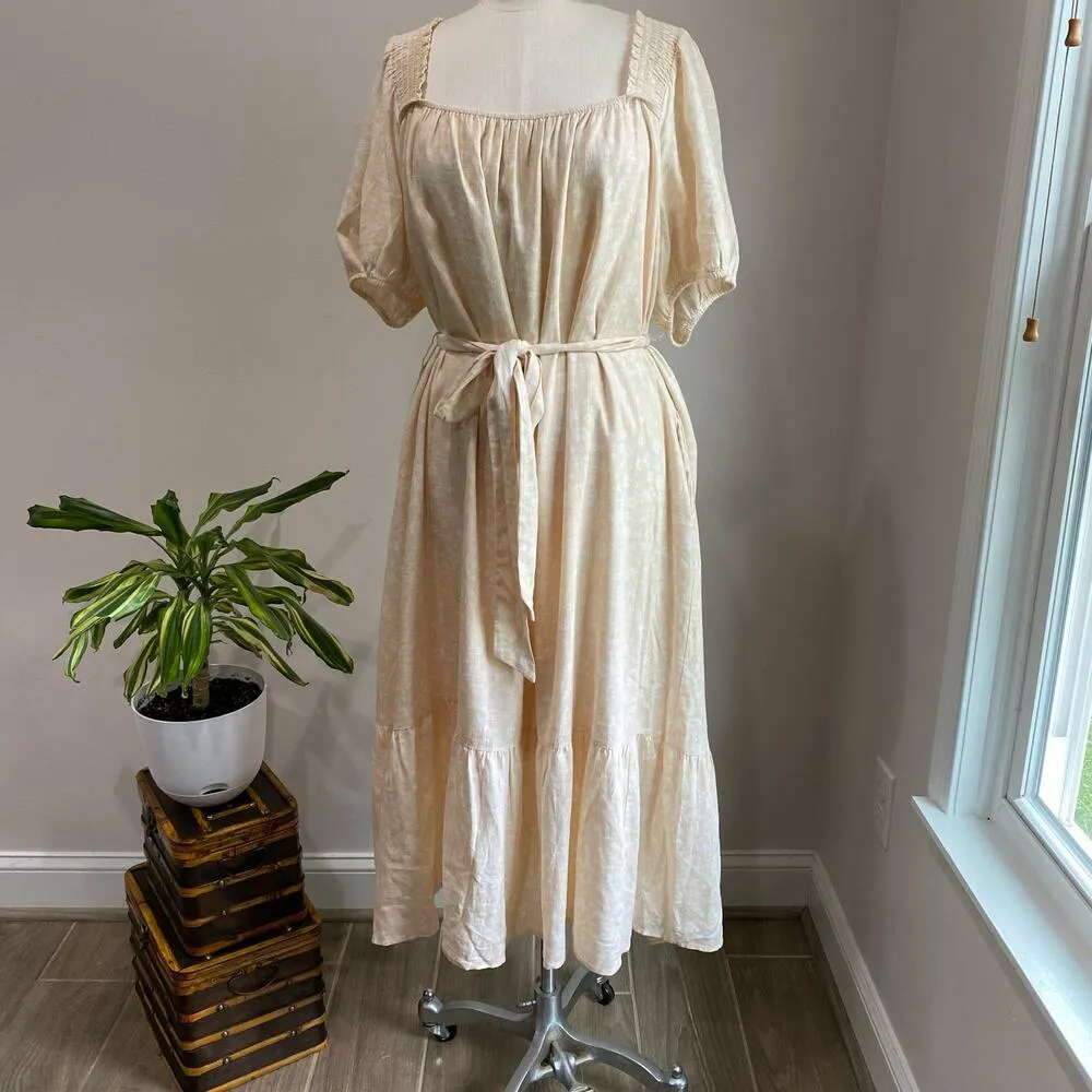 Lane Bryant Linen Blend Smocked-Shoulder Puff-Sleeve Dress Size 18/20 - Image 4