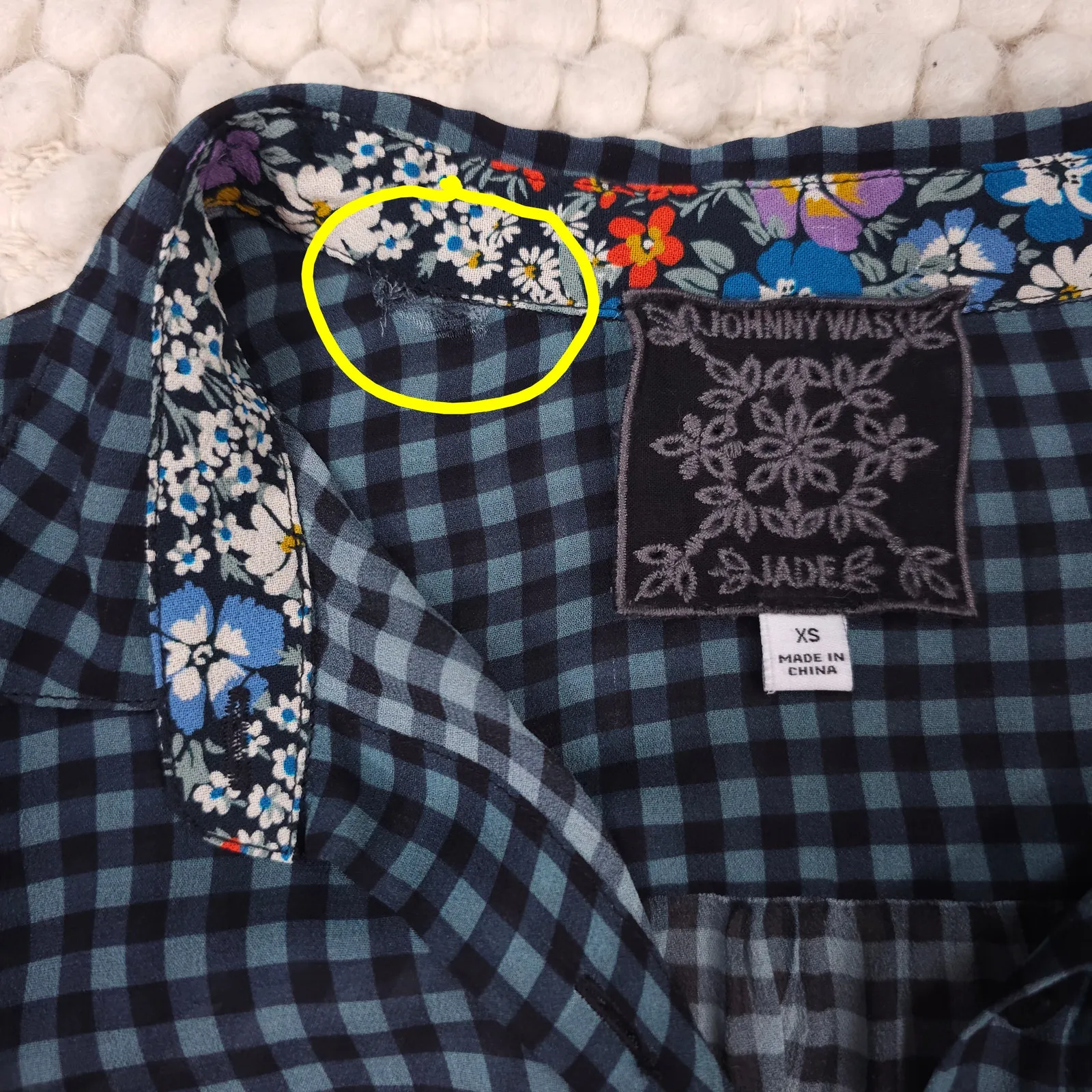 Jade by Johnny Was Jetta Button Down Top Gingham Plaid Sz Extra Small - Image 6