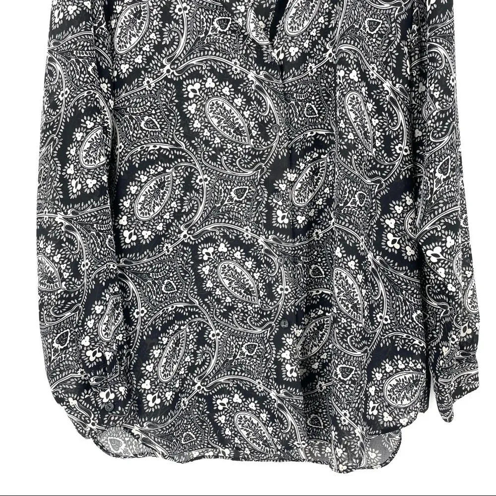 DVF Diane Von Furstenberg Paisley Print Silky Button Down Blouse Top - Image 3