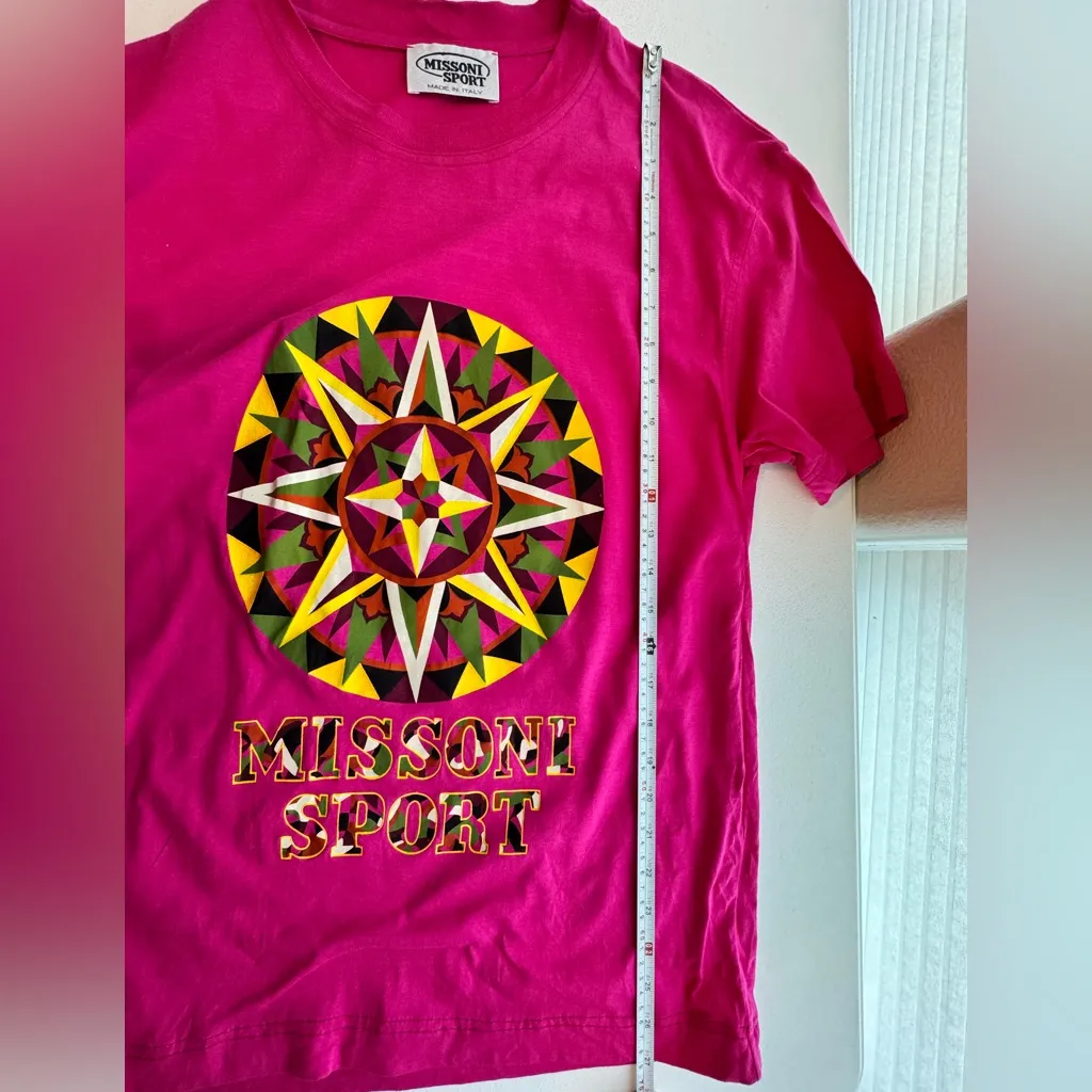 Missoni Sport Magenta Pink Graphic T-Shirt Size Small - Image 6