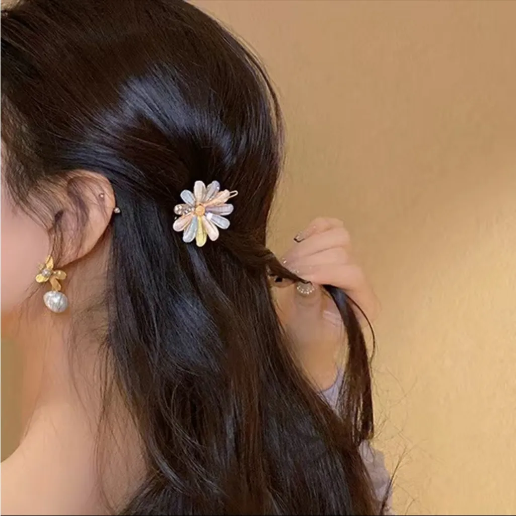 4pcs Flower Rhinestone Hairpins Elegant‎ Chic Hair Clips Zinc Alloy Gold Tone - Image 10