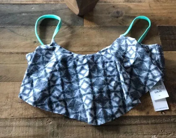 Malibu Dream Girl Gray Tie Dye Drip Flounce Underwire Bikini Top - Image 1