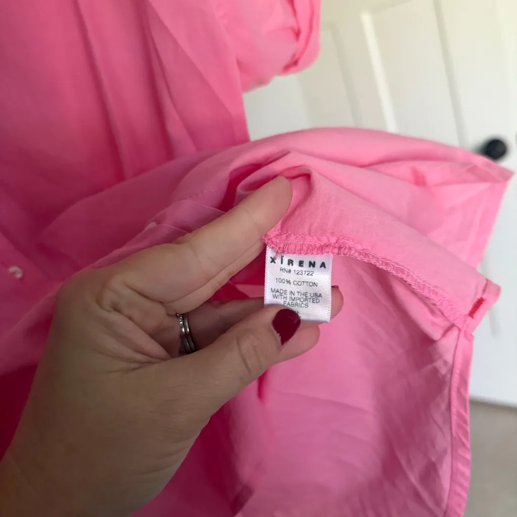 Xirena Channing Tea Rose Pink Short Sleeve Button Down Top Size XL - Image 4