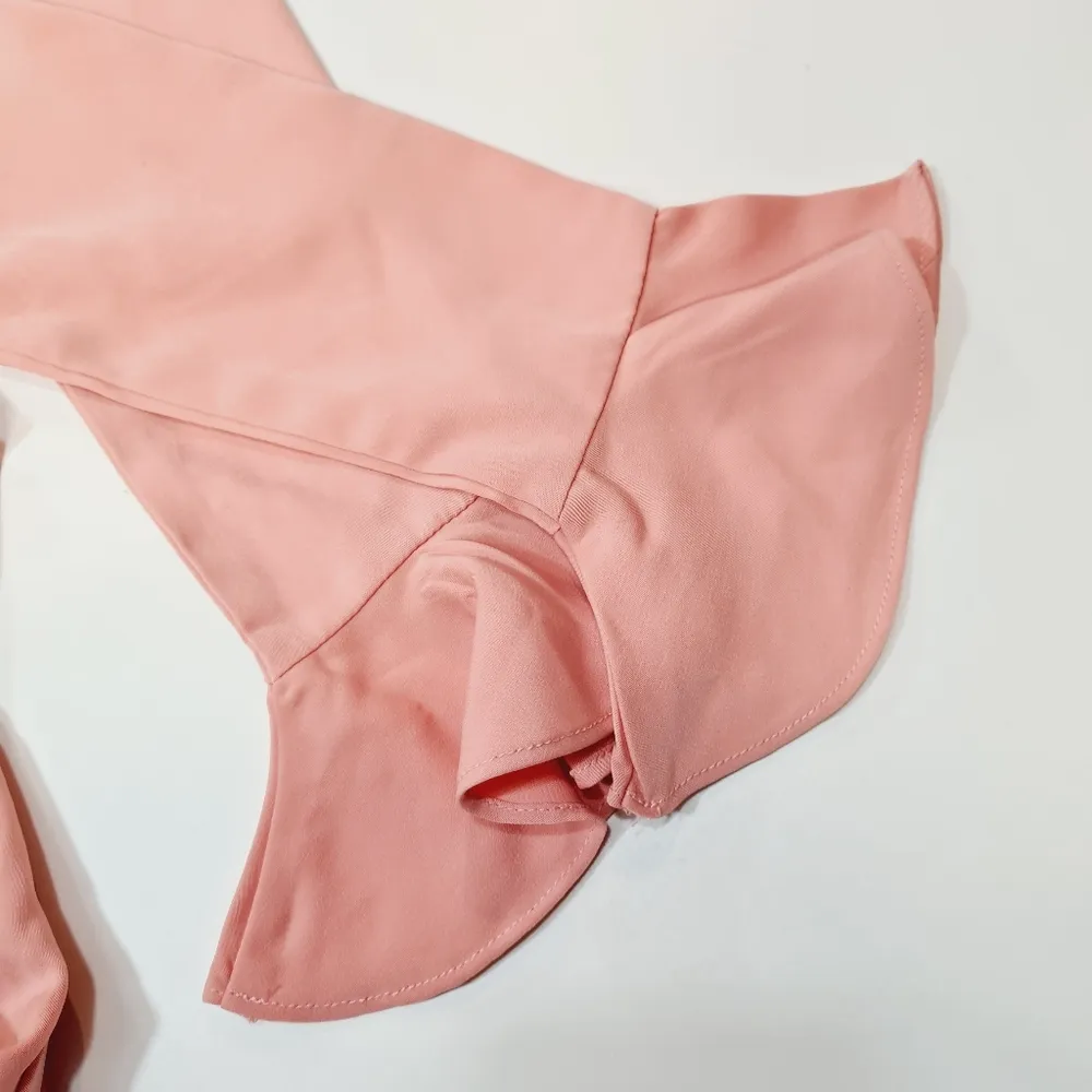 MORE TO COME Khloe Ruffle Sleeve Mini Dress in Blush Size XXS - Image 7