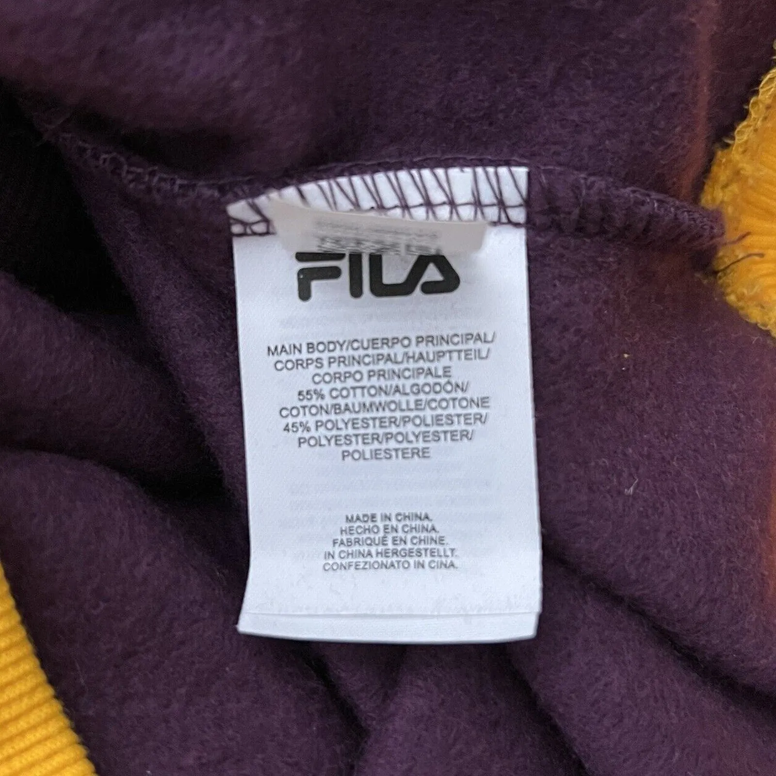 Fila Shirt Womens Medium Purple Yellow Crop‎ Sweatshirt Logo Graphic Streetwear - Image 9
