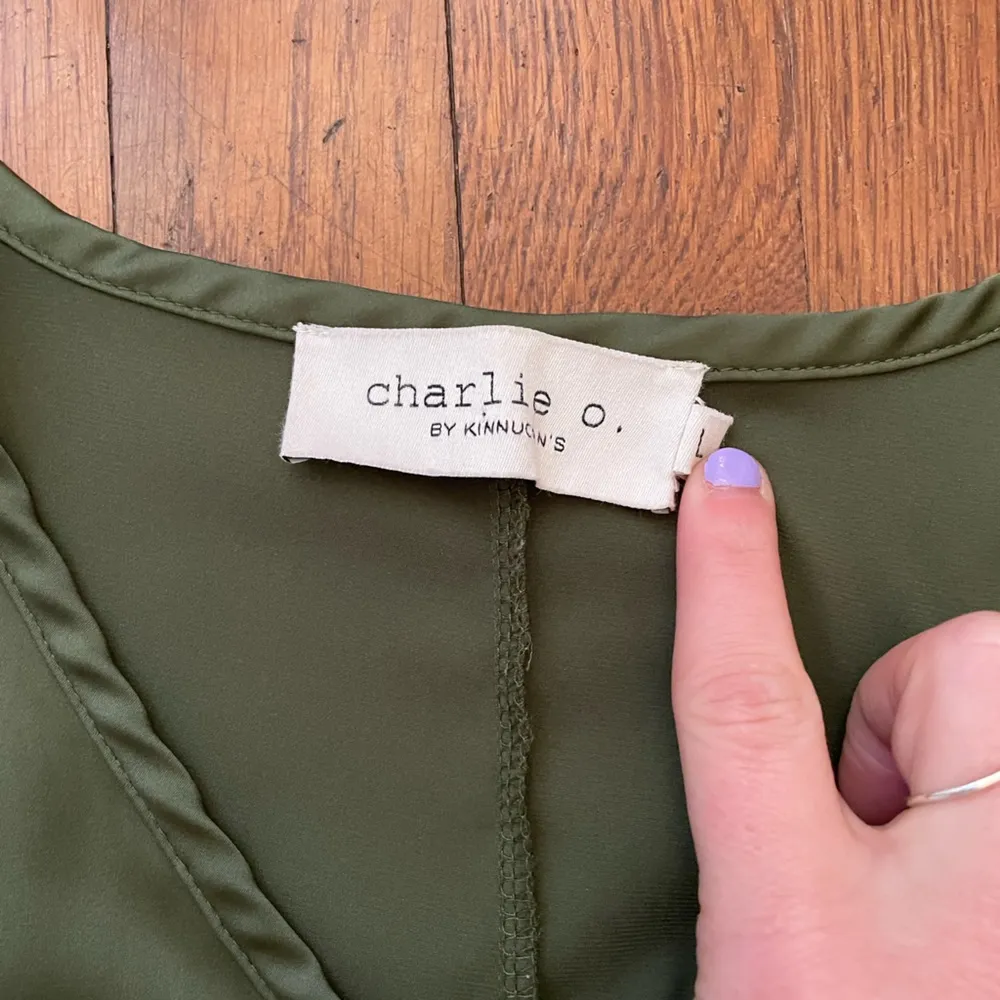 Charlie O. By Kinnucan’s V Neck Long Sleeve Mini Dress in Olive - Image 7