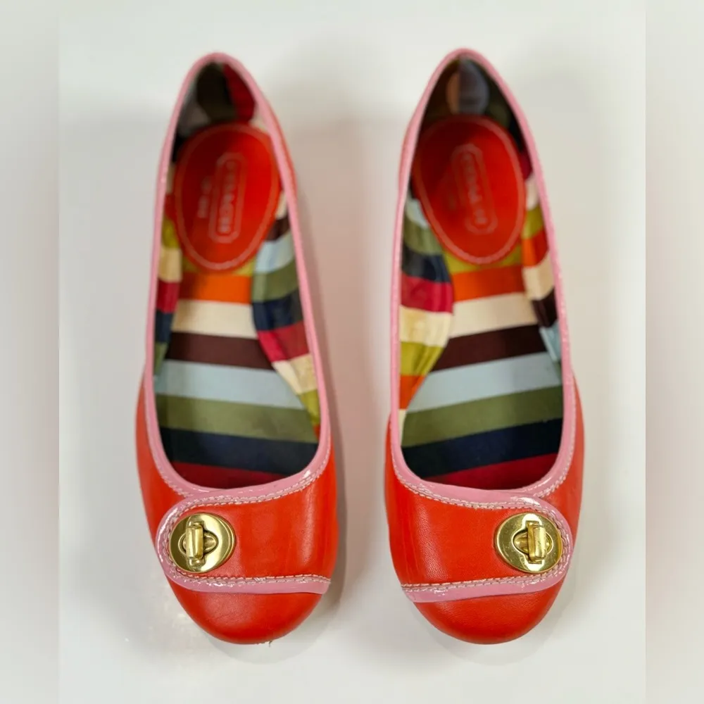 Coach Turn Lock Ballet Leather Slip On Flat Women’s Size US6 - Image 2