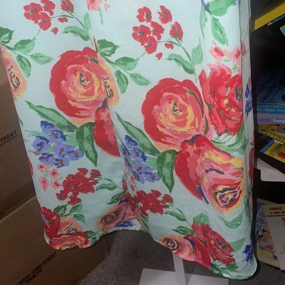 EVERLY Floral Mini Dress Women Small Halter Shift sleeveless rosette babydoll - Image 10