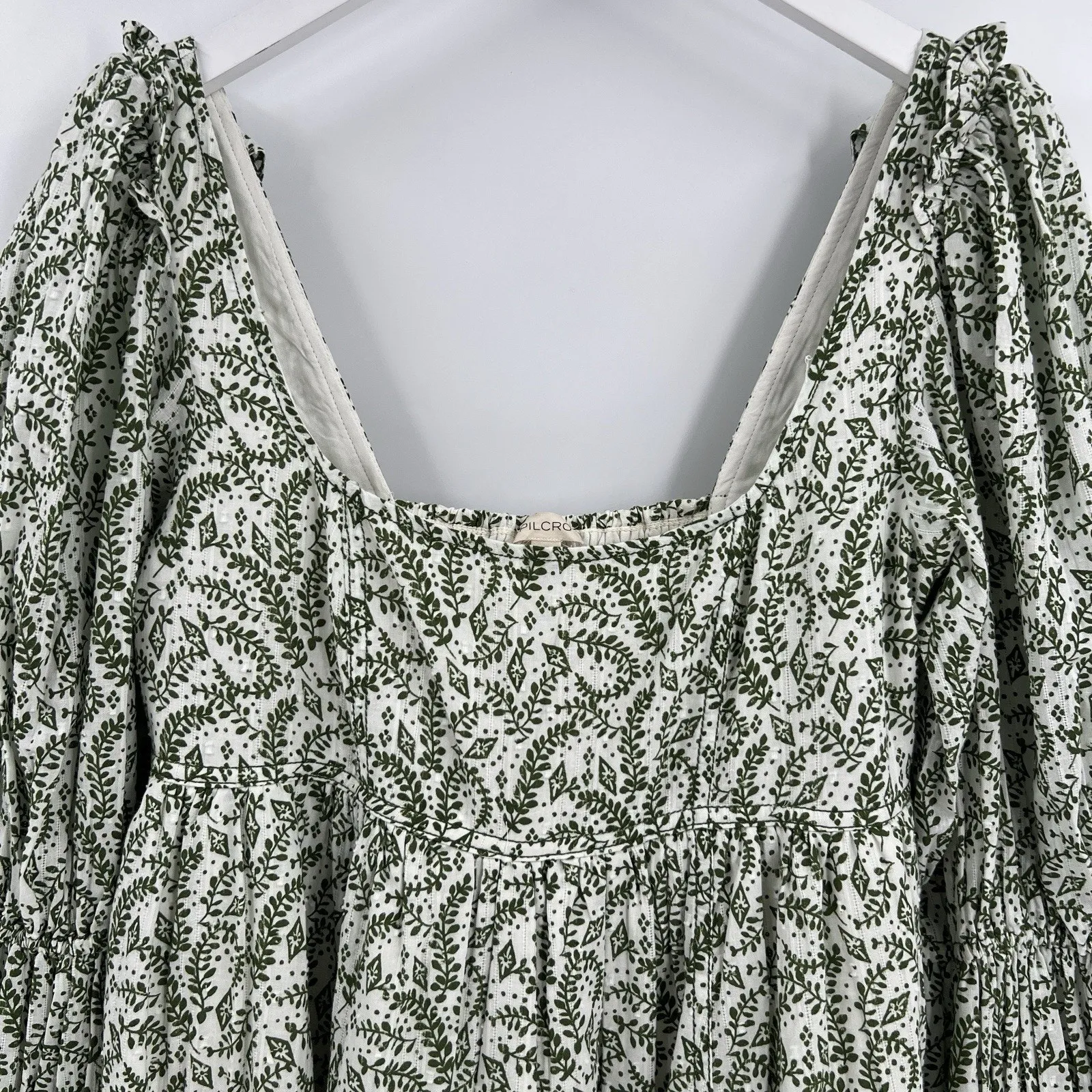 Anthropologie Pilcro Long Sleeve Babydoll Mini Dress Garden‎ Green Size Medium - Image 4