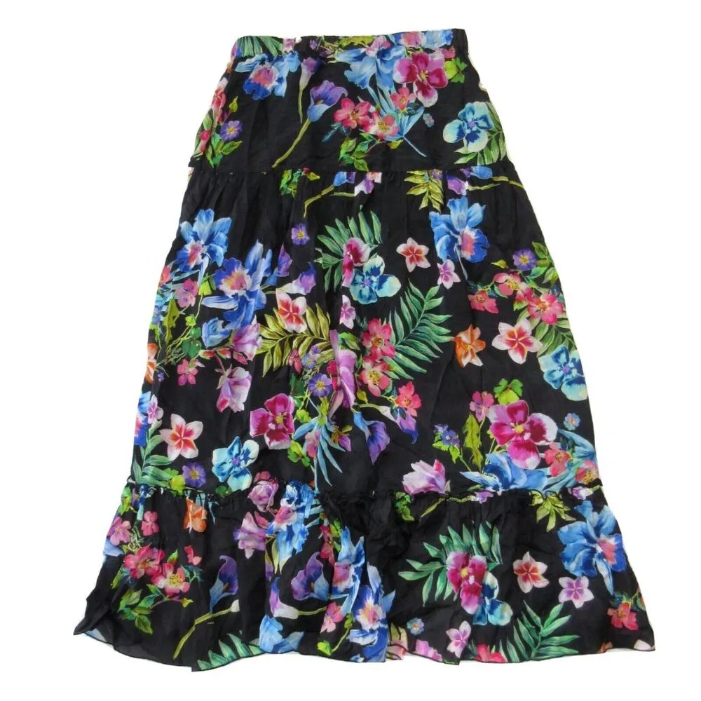 NWT Johnny Was Aruba Ophelia Maxi in Black Floral Tiered Skirt M $275 - Image 7