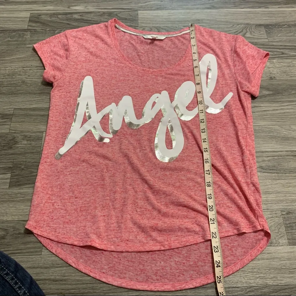 Victoria’s Secret Coral Pink White & Silver “Angel” T-Shirt; small Women’s - Image 3