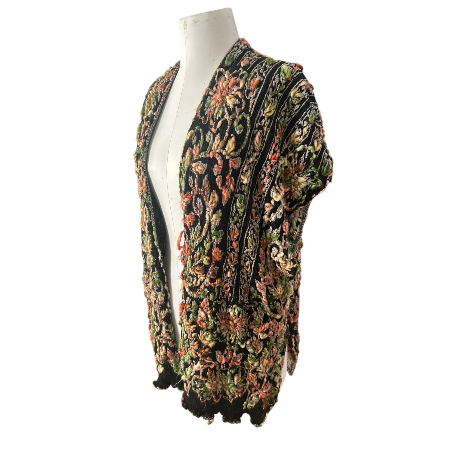 Soft Surroundings Textured Woven Tapestry Vest Floral Boho Lagenlook Womens OS - Image 3