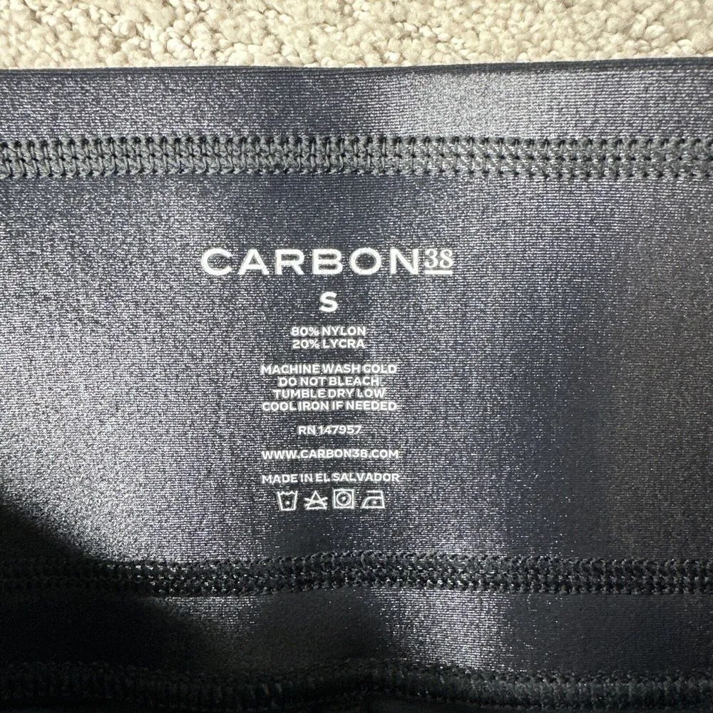 Women's Carbon38 Size Small‎ High Rise Shiny Faux Leather Leggings Black - Image 3