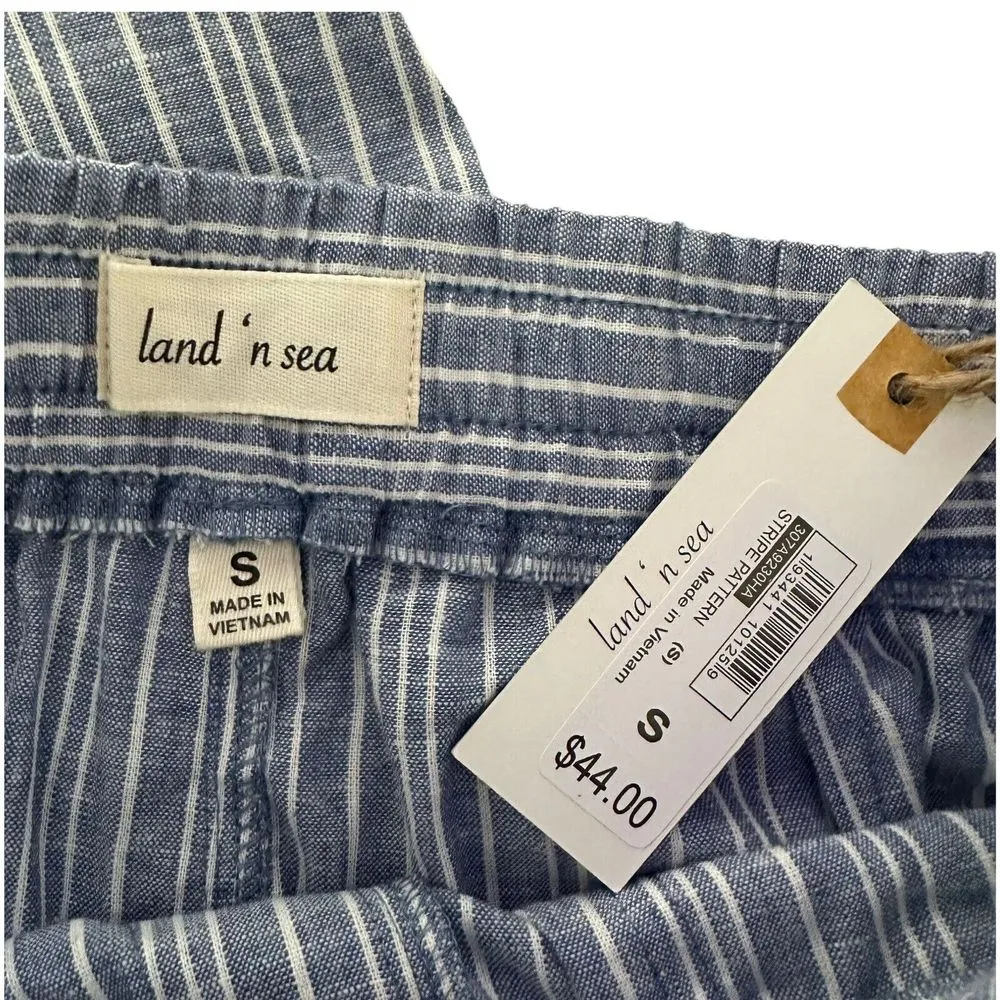 Land N Sea Womens Crop Pants Size S Blue Coastal Minimalist Resort Wear Nautical - Image 7