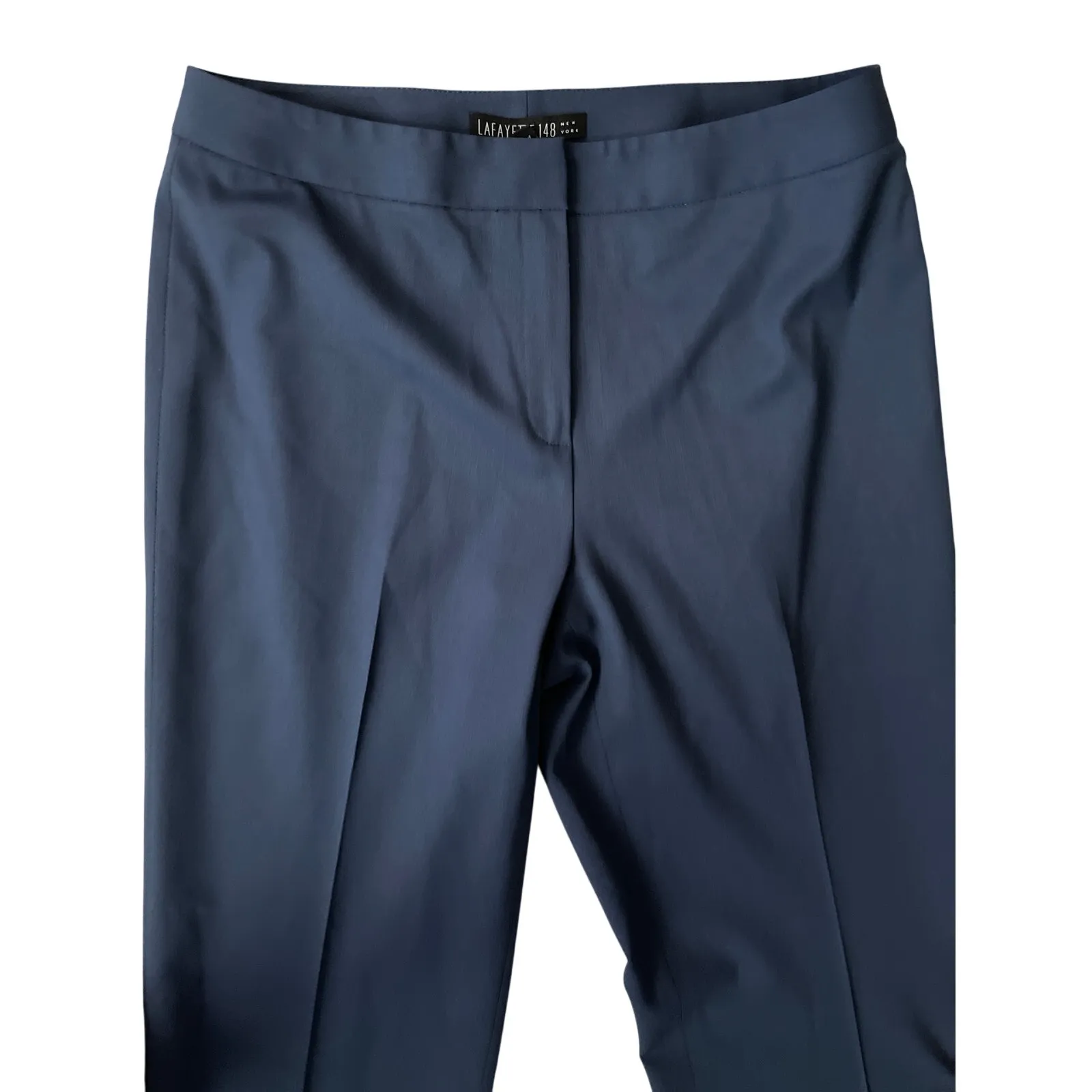 Lafayette‎ 148 New York Light Wool Navy Blue Menswear Style Career Pants Size 6 - Image 4