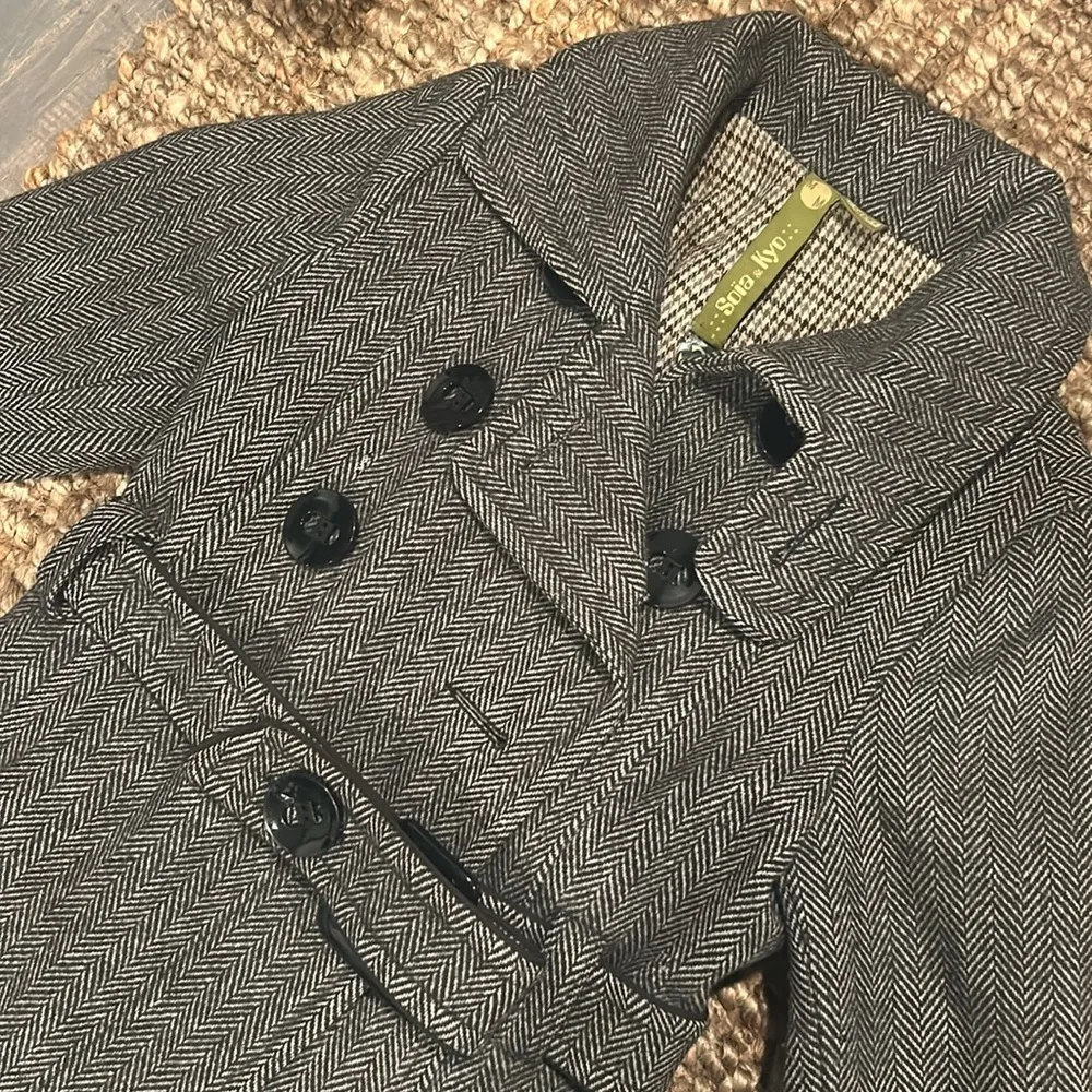 Soia & Kyo Wool Blend Tweed Long Trench Coat Size‎ Medium - Image 4