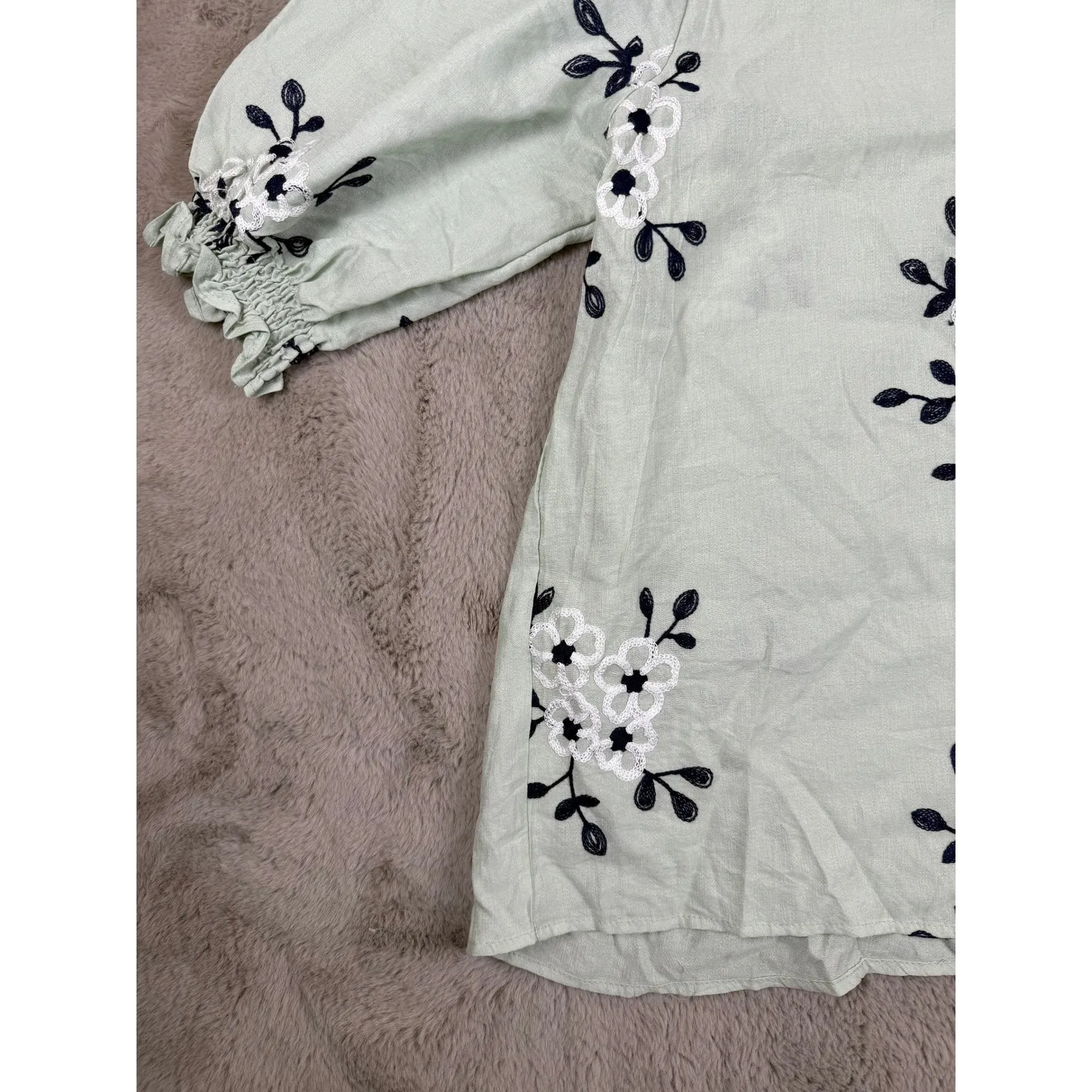 NWOT Kindred Floral Embroidered Blouse Puff Sleeve Top Lightweight 3X Cottagecor - Image 7