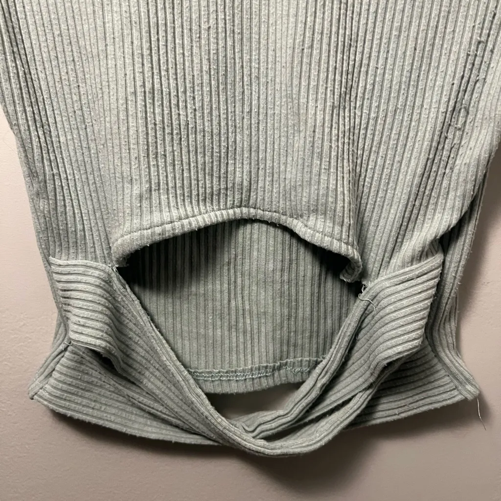 Women's Ribbed Knit Top - Light Green - Image 4