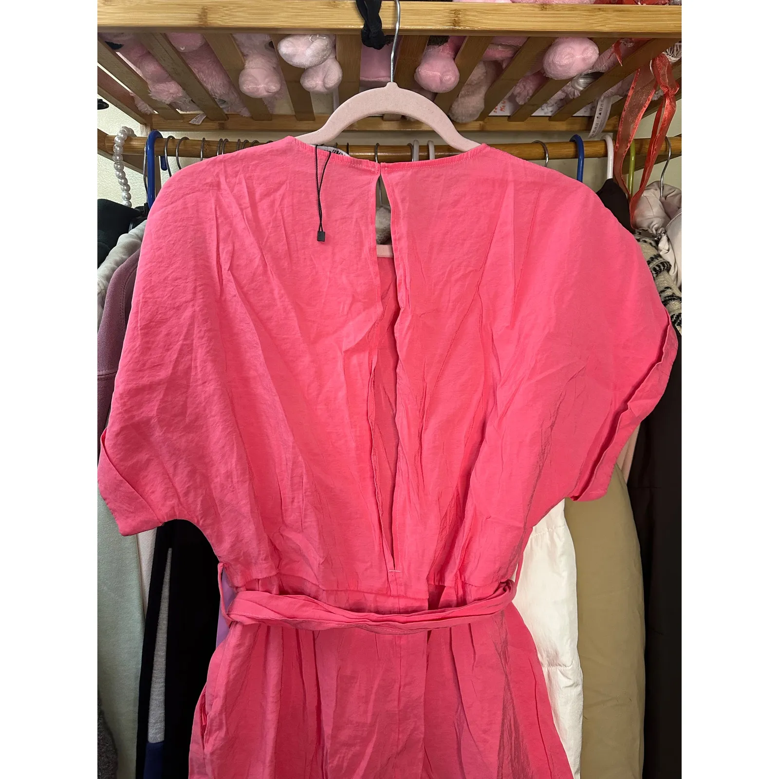 Zara Hot Pink Romper with Bow Size Medium 1165/137/620 Bloggers Favorite - Image 11