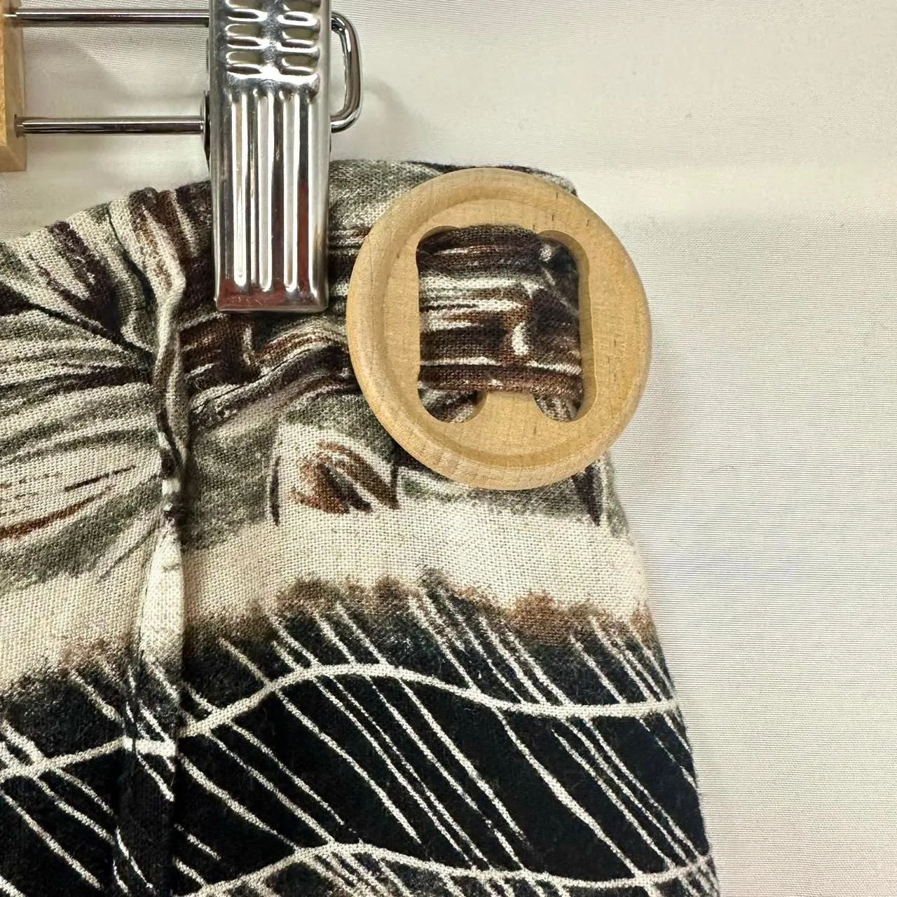 STUDIO C VTG 90s Linen Botanical Nature Print Faux Wrap Mini Skirt Womens‎ 12 Brown - Image 2