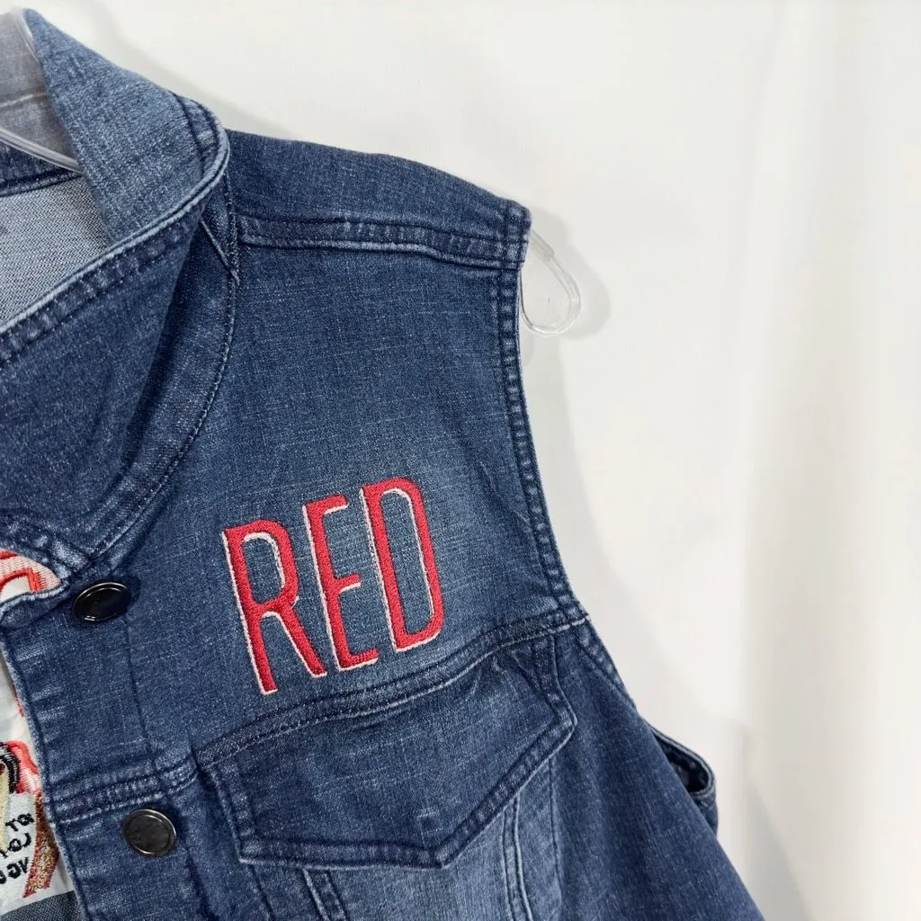Taylor Swift Denim Vest Custom Embroidered Red Album Lane Bryant Blue‎ 188 - Image 5