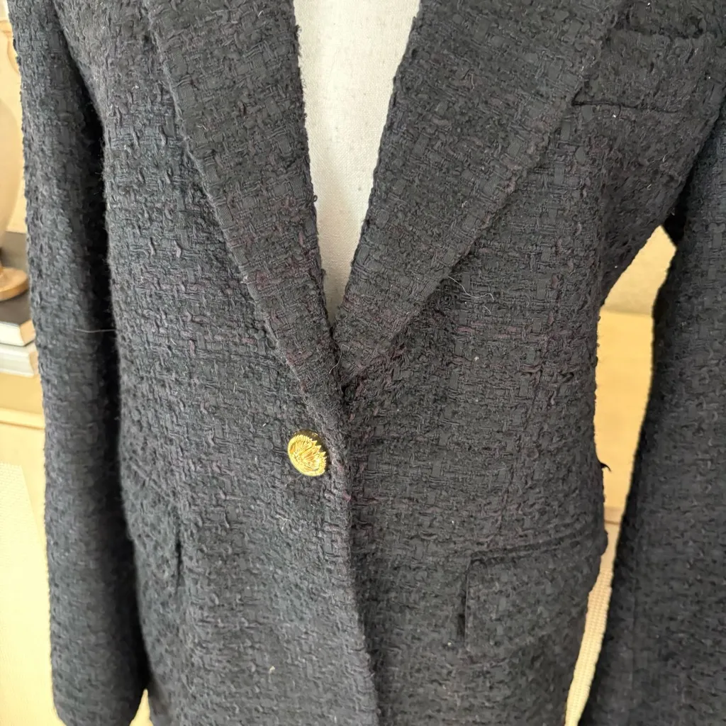ZARA Black Tweed Textured Blazer Size‎ Medium - Image 5