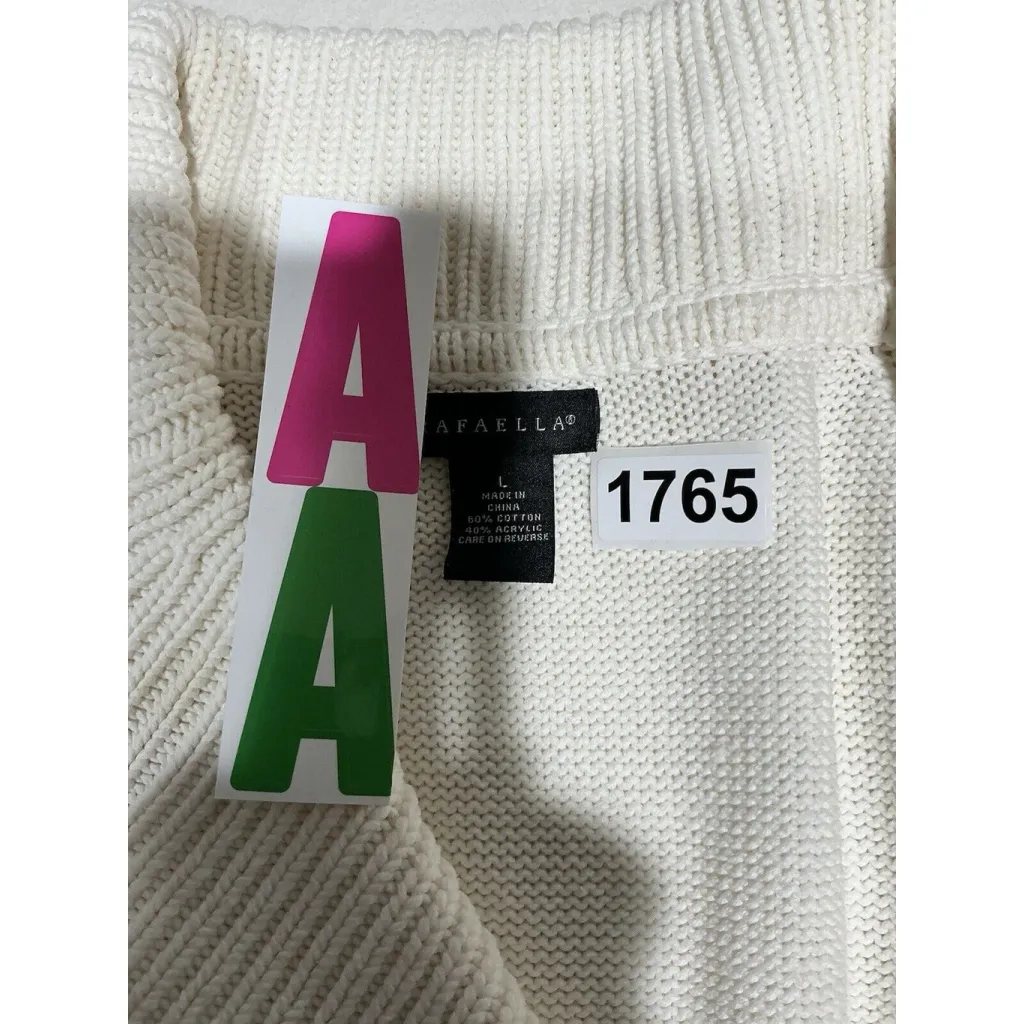 Womans Rafaella Ivory Long Sleeve One Button Cardigan Sweater Large - Image 3