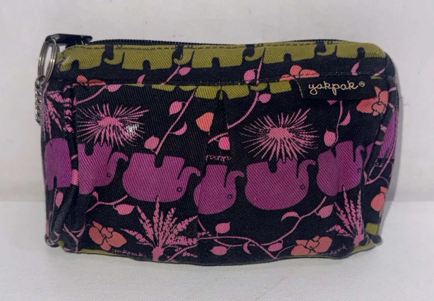 Yak Pak Mini Preppy Boho Natural Elephant Print Makeup Clutch Bag - Image 1