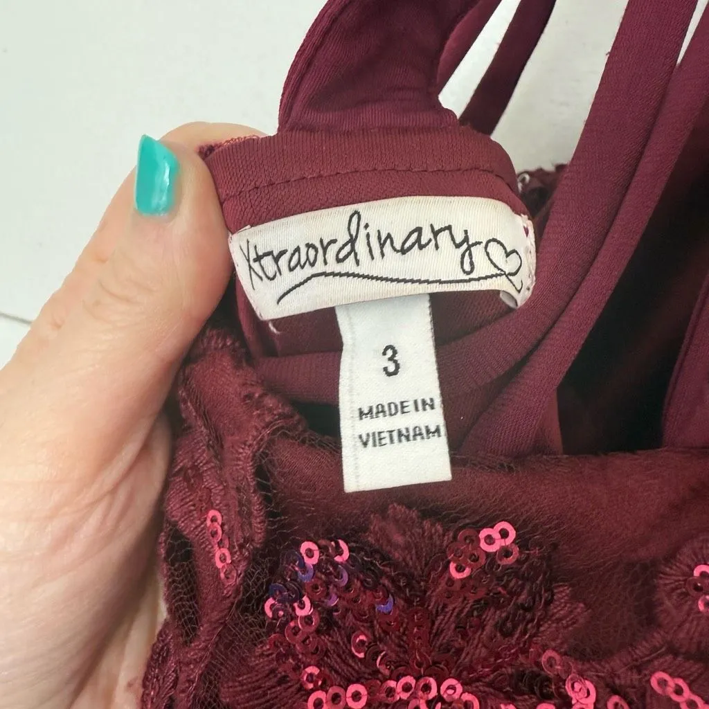 Xtraordinary Women’s 3 Maroon Halter Sequin Dress - Image 7