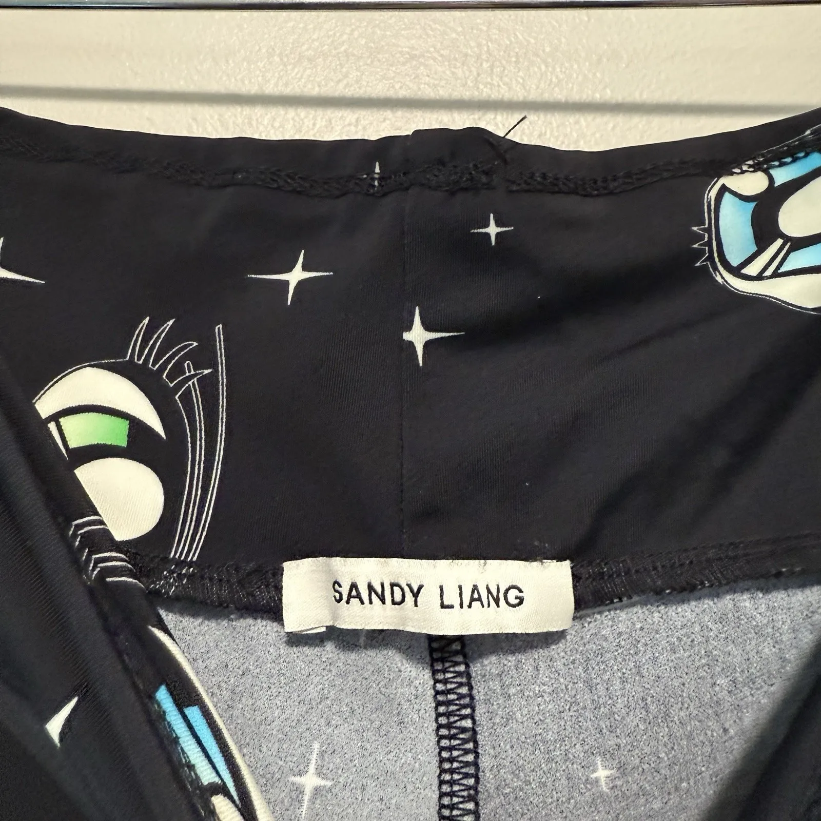 Sandy Liang Huffy Eye Print Flare Legging Pants Size Small - Image 3