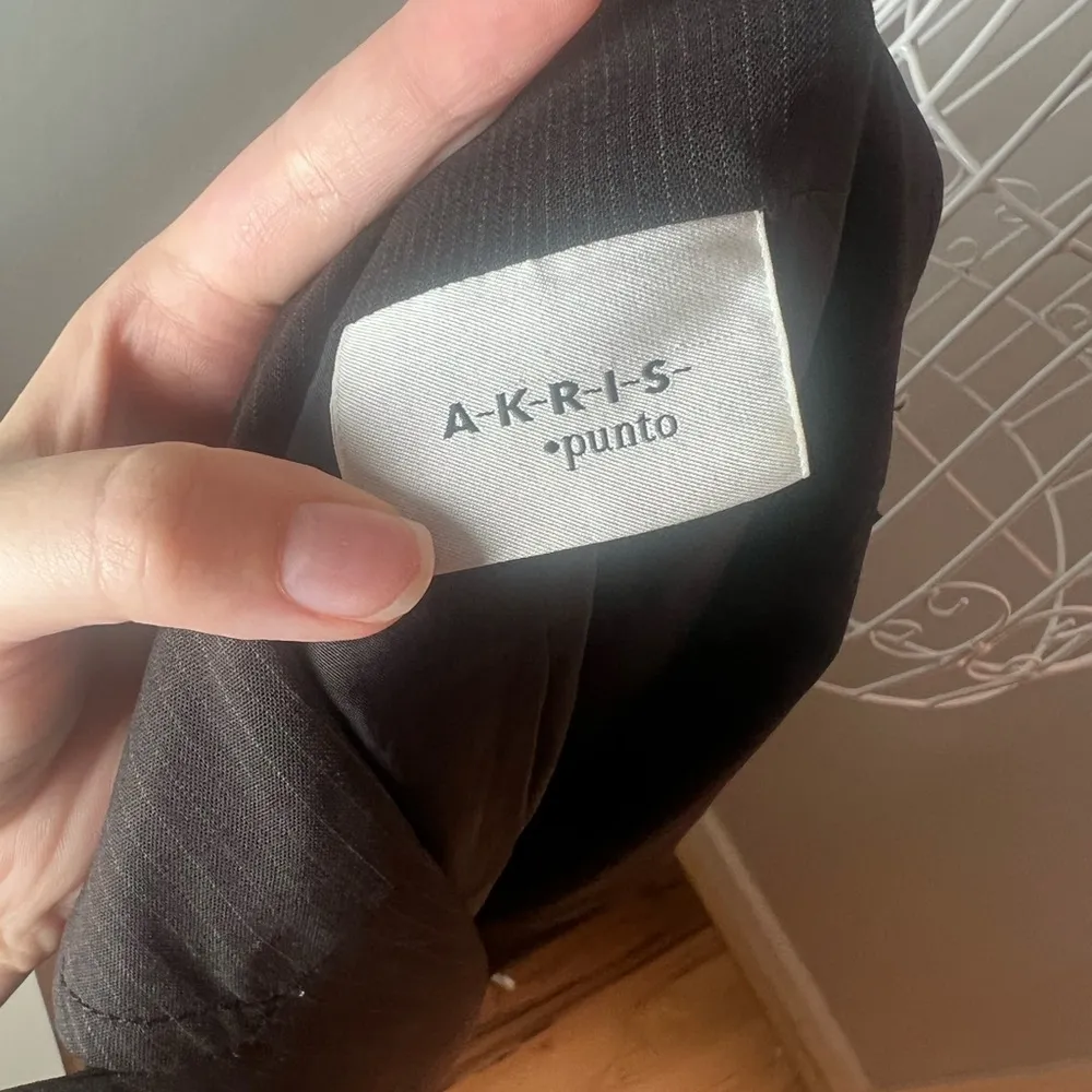 Akris Punto Wool Blazer Jacket Double Button Dark Brown Pinstripe Academia Sz 10 - Image 6