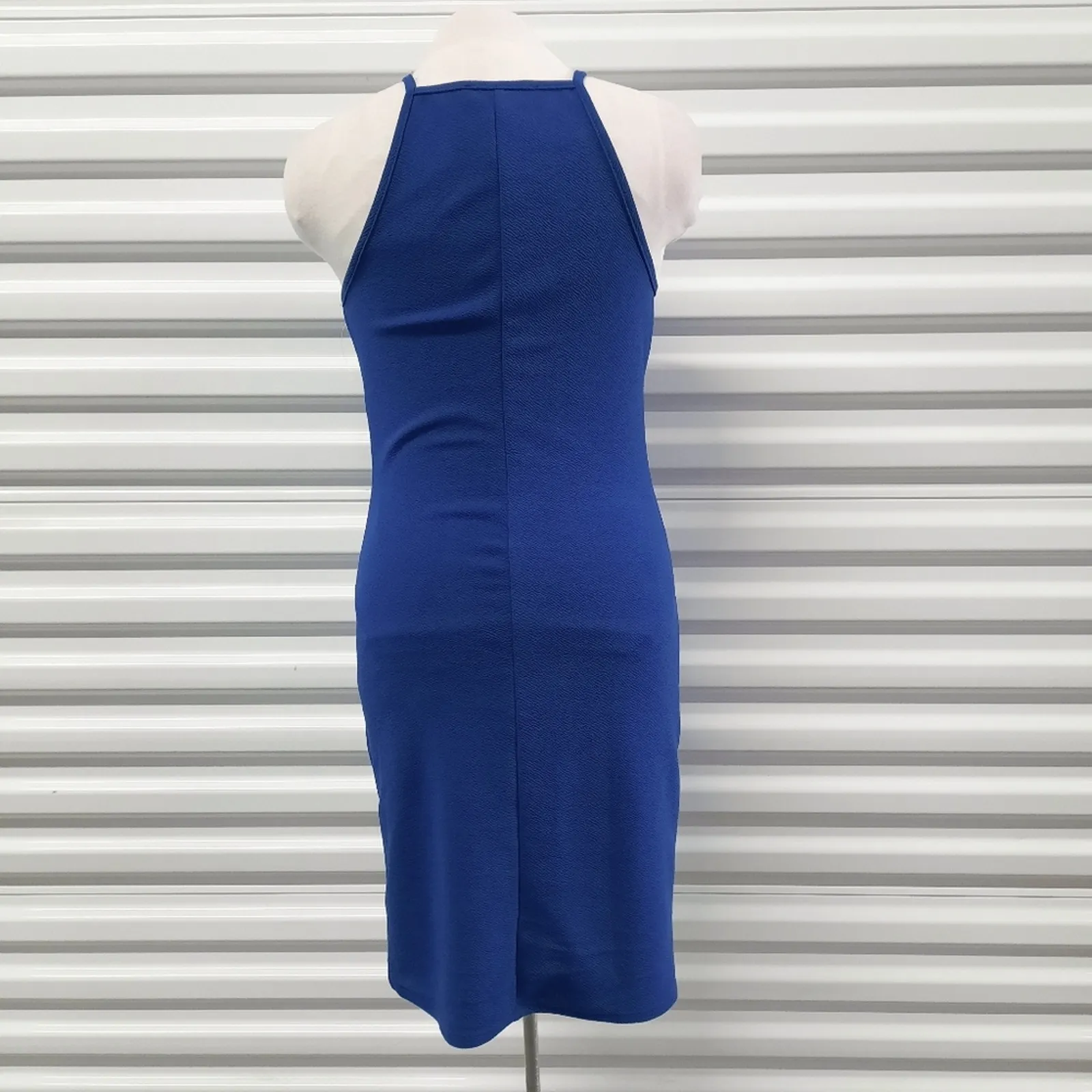 The Vanity Room Bodycon Mini Dress Size Small Blue Halter Neck Cocktail Party - Image 3