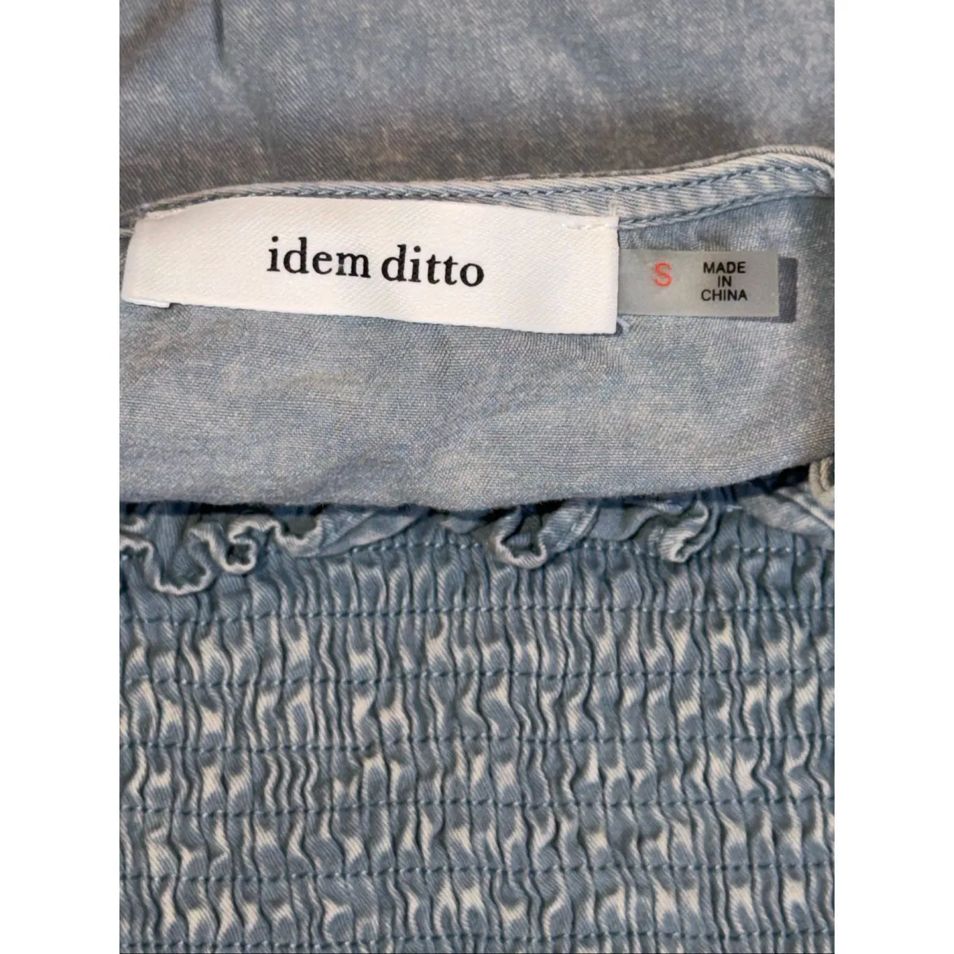 Idem Ditto Smocked Chambray Mini Dress - Image 3